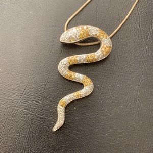 Yellow Snake .925 pendant necklace rhinestone